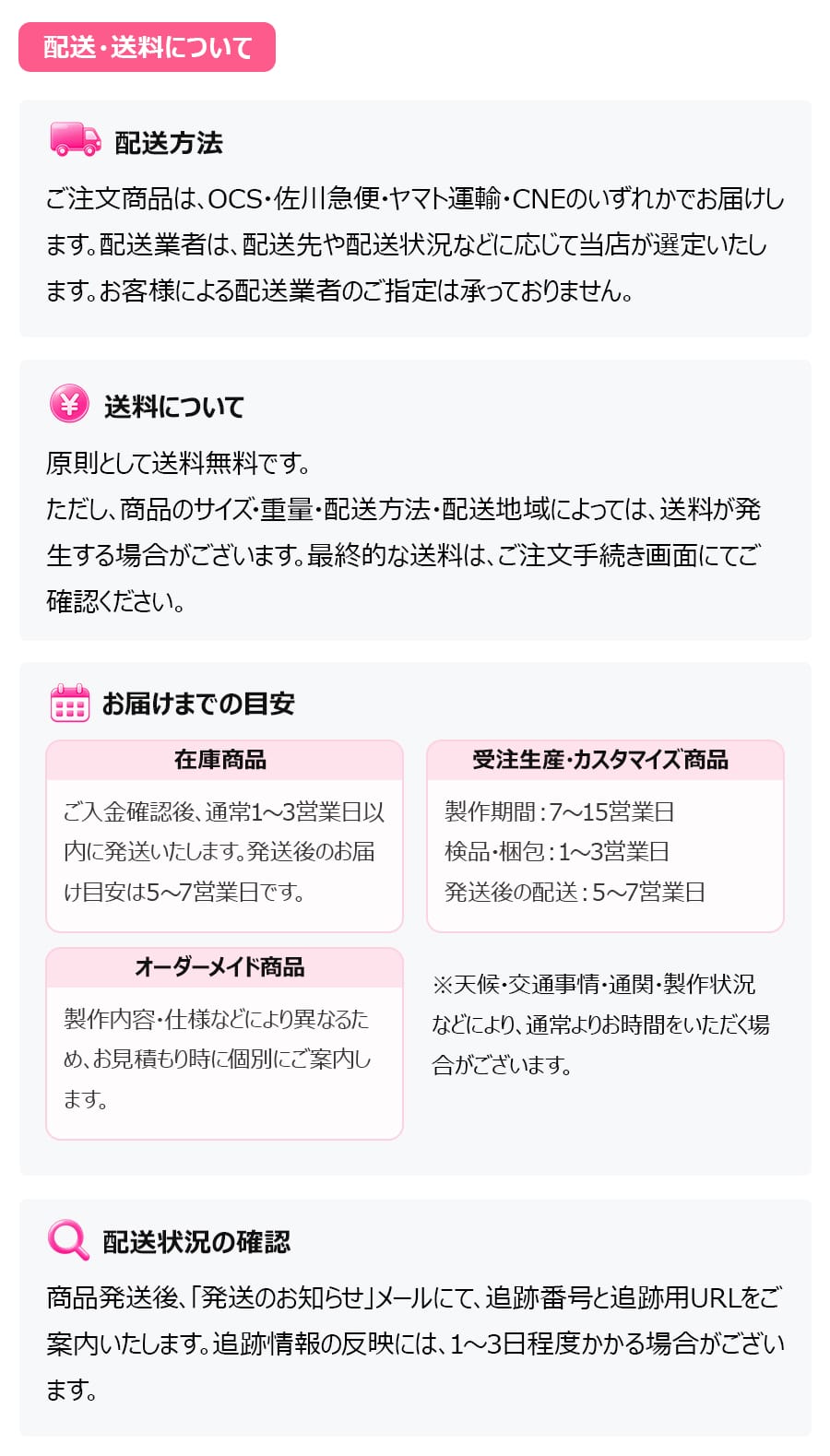 配送·送料について