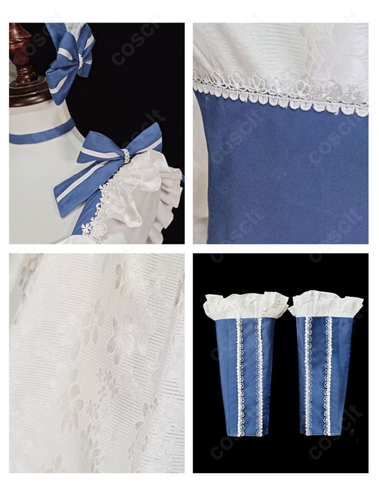 アズールレーン ベルファスト メイド服 装飾アップ。首飾り・髪飾り・刺繍の質感と縫製の精密さを示すディテール画像