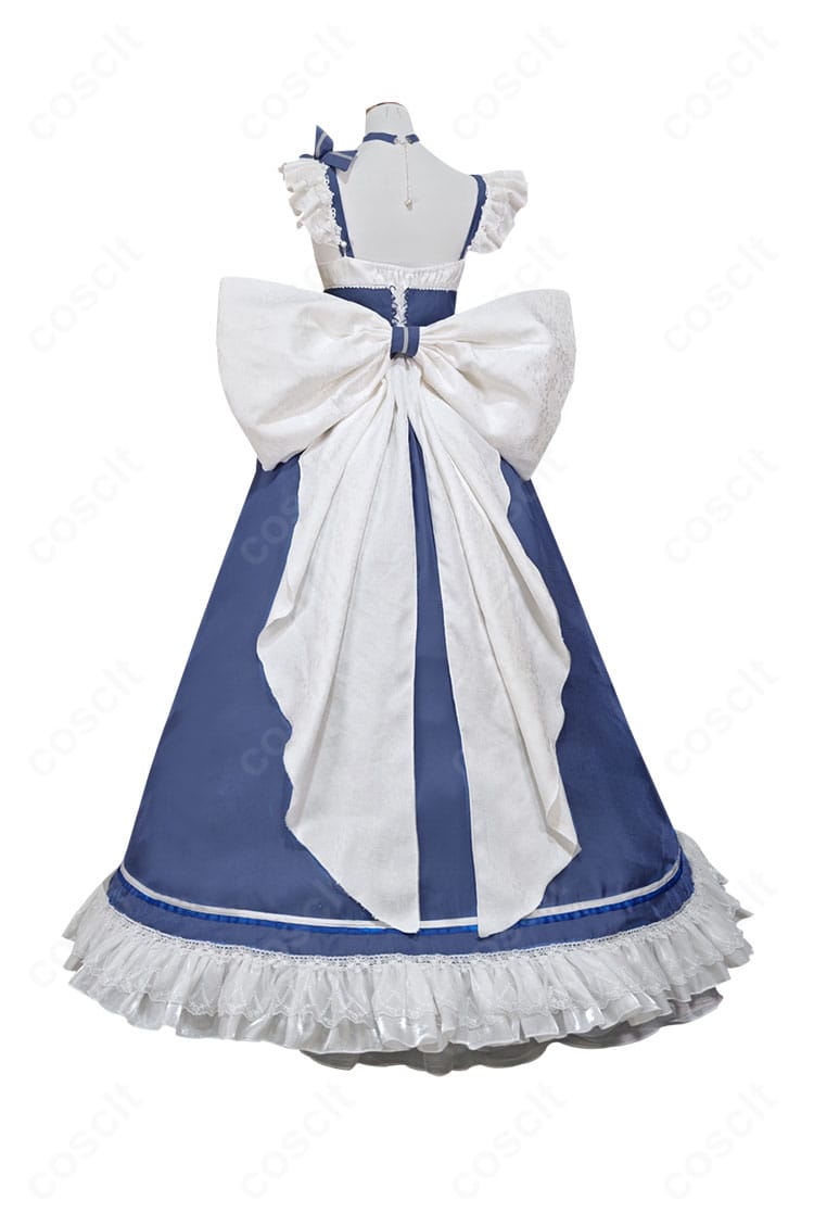 アズールレーン ベルファスト メイド服 背面。大きな背部蝶結びとエプロンライン、裾の落ち感が分かる画像