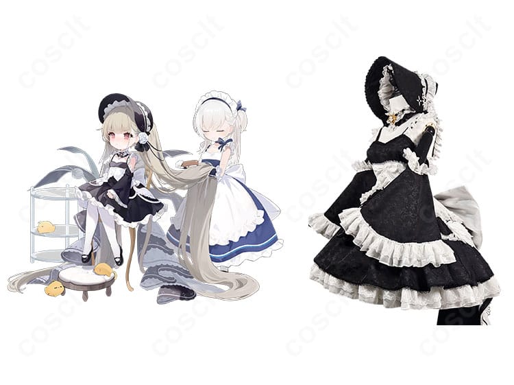 アズールレーン リトル・フォーミダブルのメイド服コスプレ一式とキャラクターの組み合わせ画像。フロント構図で配色とディテールを高再現。
