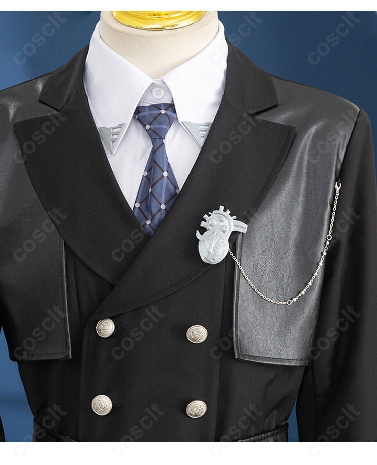 シャツ正面のデザインアップ。前立てと装飾の配置、縫製の整いを強調。