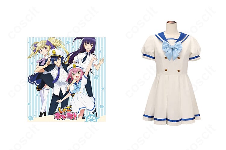 しゅごキャラ! 日奈森あむ セーラー服コスプレの正面全身。キャラクターイメージと並置でデザインの一致感が分かる構図。