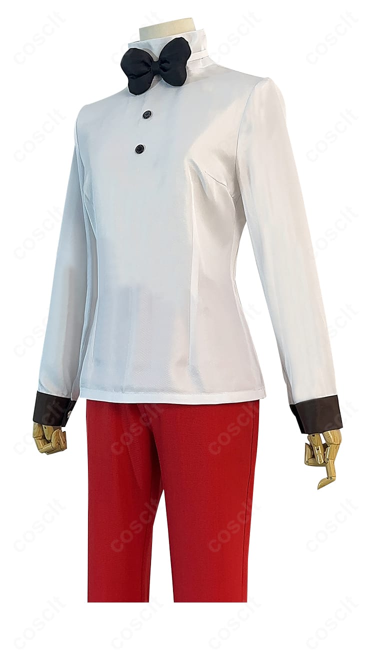 インナーと蝶ネクタイの接写。上品な色合いと縫製の丁寧さが伝わるチャーリー衣装のアクセント。