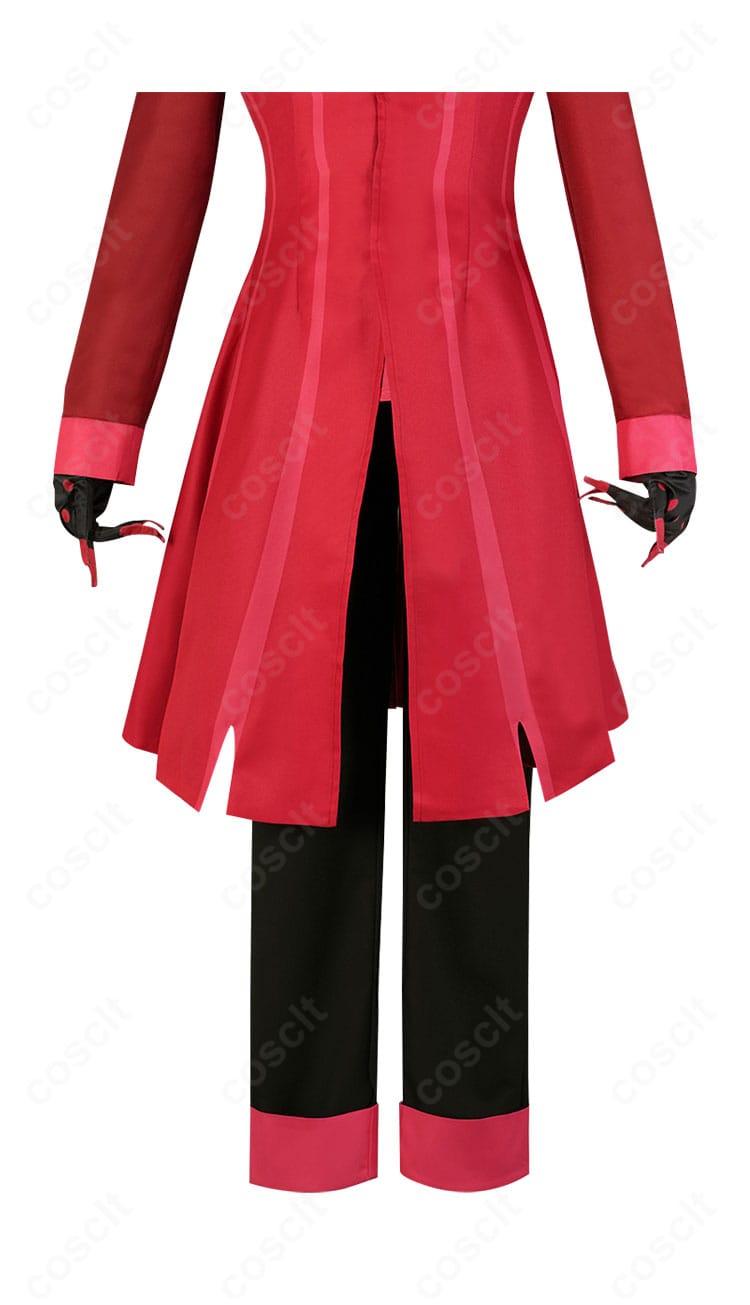 アラスター コスプレ衣装の背面ディテール接写。背中心の縫い合わせと裾の処理が分かる説明用カット。