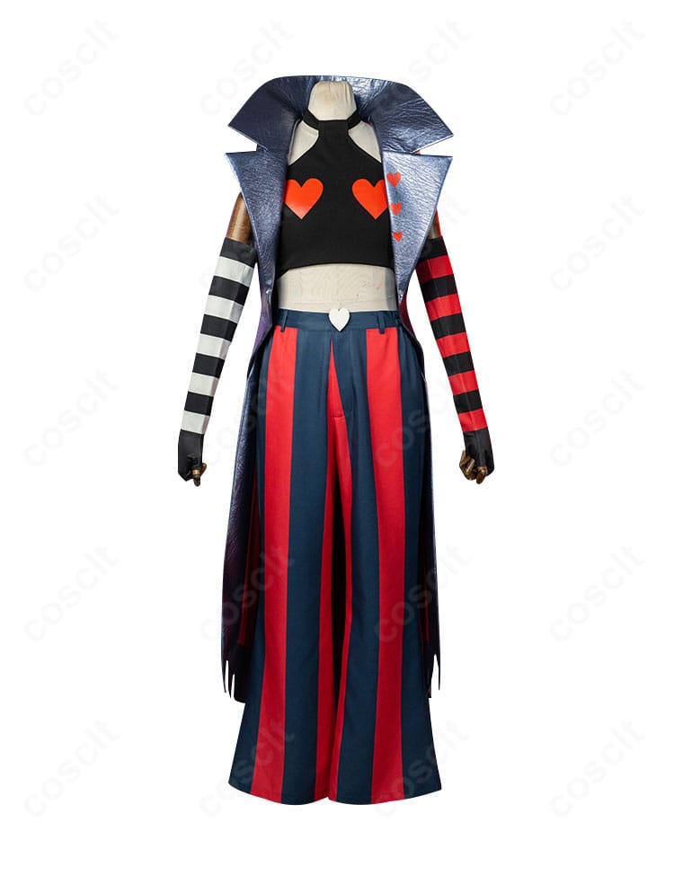 ヴェルヴェット衣装の正面ディテール。襟元からフロントラインまでの再現度が分かる商品画像。