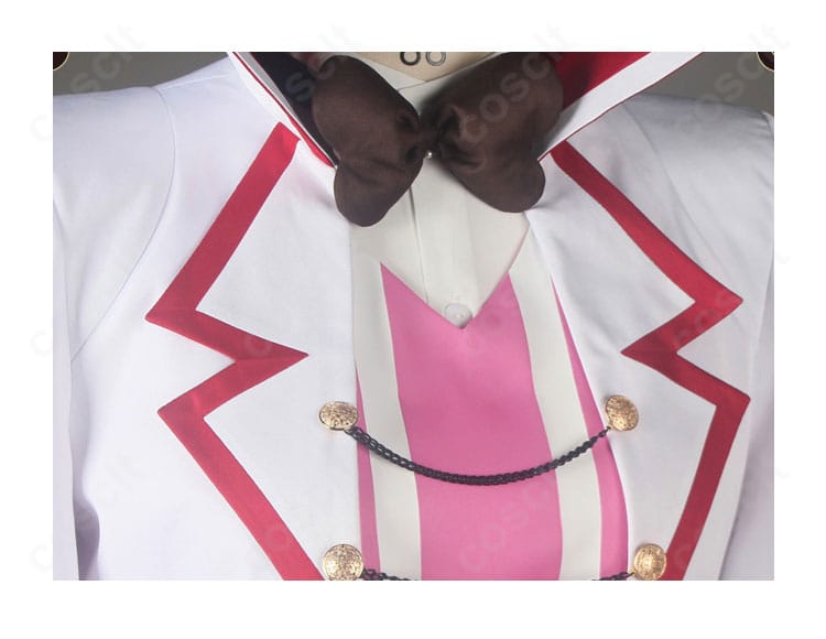 ルシファー衣装の蝶ネクタイ装飾ディテール。結び目の形状と質感を再現し、フォーマル感を強調。