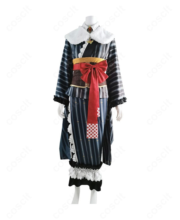 鷹嶺ルイ お正月衣装の正面ディテール。刺繍風の装飾と帯周り、胸元のパーツ配置がわかる質感重視の近接カット。