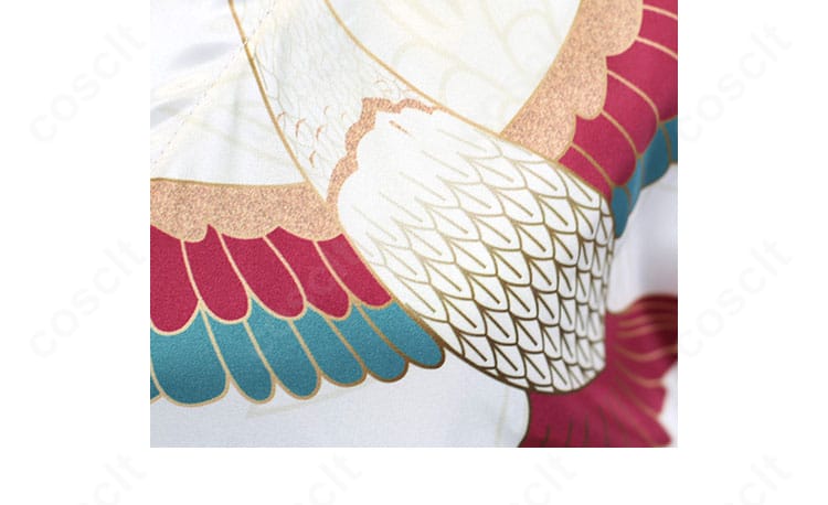 ホロライブ 小鳥遊キアラ お正月衣装の図案・装飾詳細。襟元から裾までの模様構成と素材コンビネーションを解説。