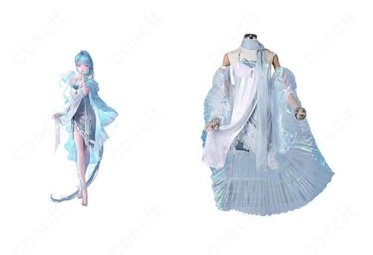 無期迷途 L.L.のコスプレ衣装とキャラクタービジュアルの比較。正面からの全体像で高精度再現を確認できます。