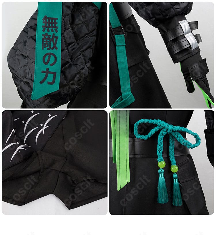 ヤエノムテキ 勝負服の手甲・手首飾りと腰装飾のクローズアップ。装着位置と質感が分かる画像