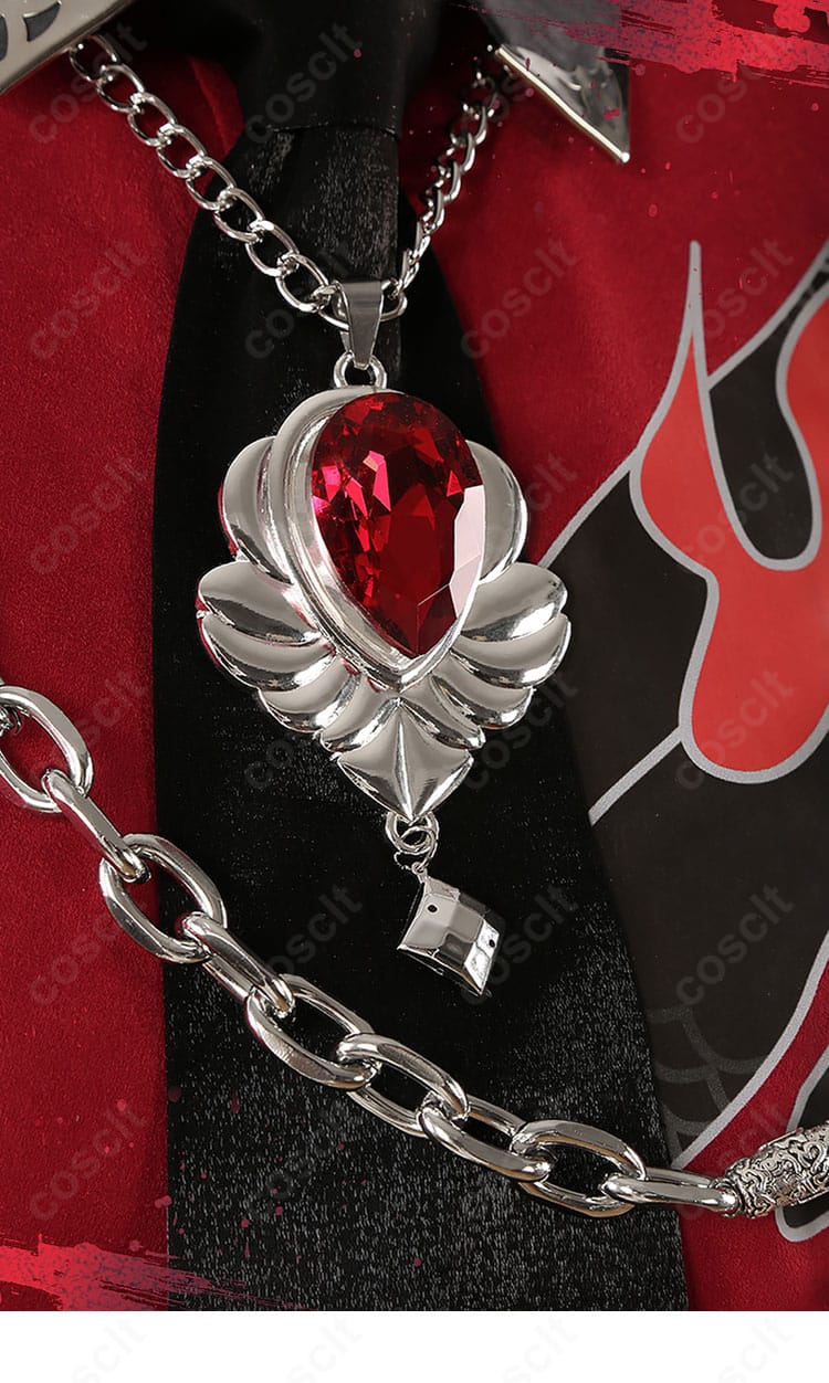 宝石ネックレスディテール｜三毛縞 斑 ドミナント衣装のジュエリー風ネックレスの質感