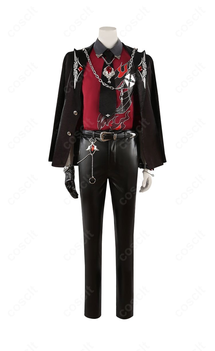 商品正面図｜三毛縞 斑 ドミナント衣装コスプレの正面シルエットと装飾配置