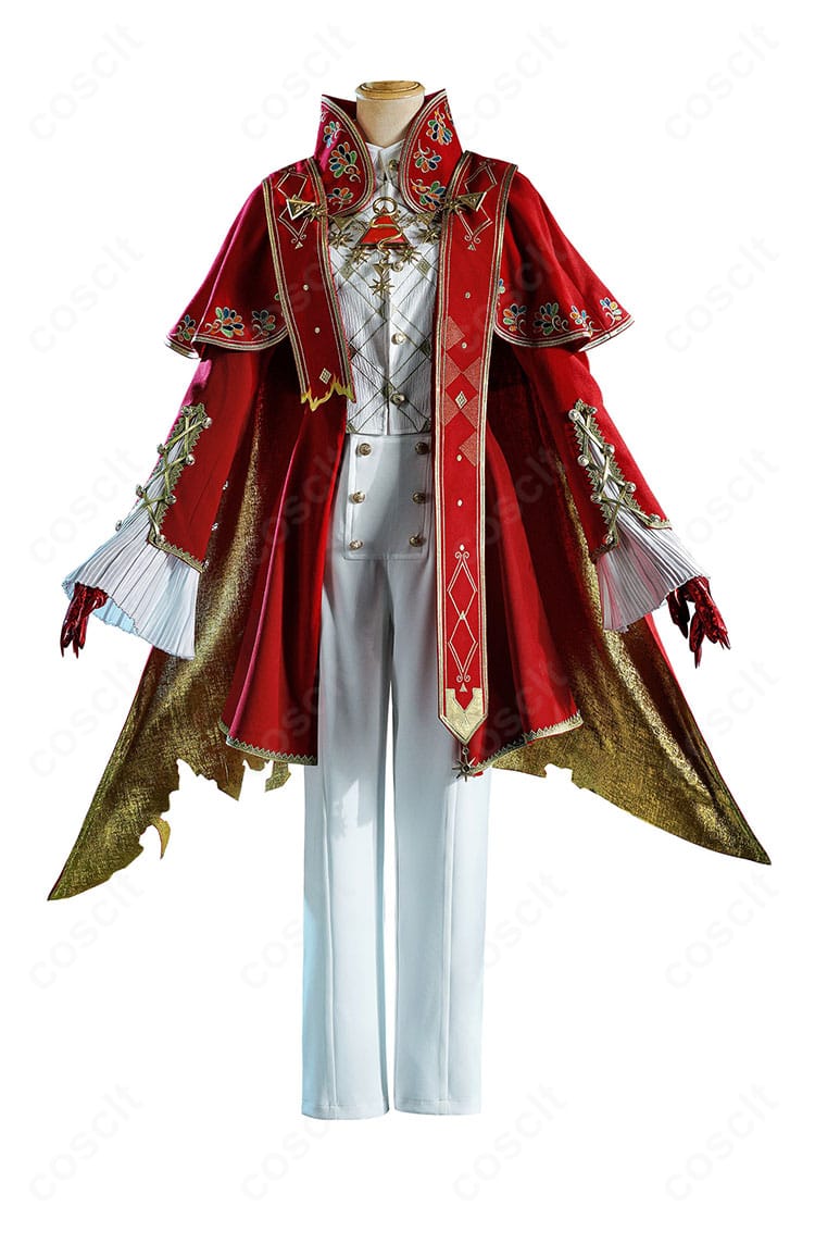 第五人格 夜の番人(イタカ)衣装の正面全体。襟元から裾までのシルエットと胸飾りの配置が分かります。