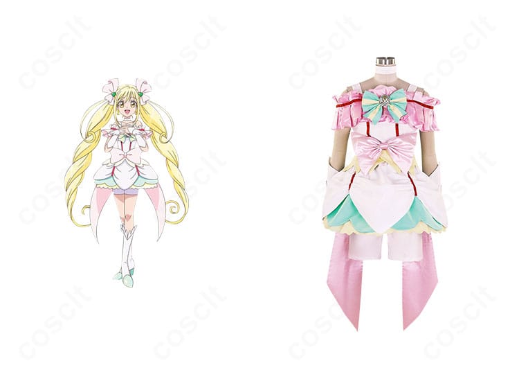 キュアエコーのコスプレ衣装一式と坂上あゆみ設定の組み合わせ例。映画版デザインを清楚に再現