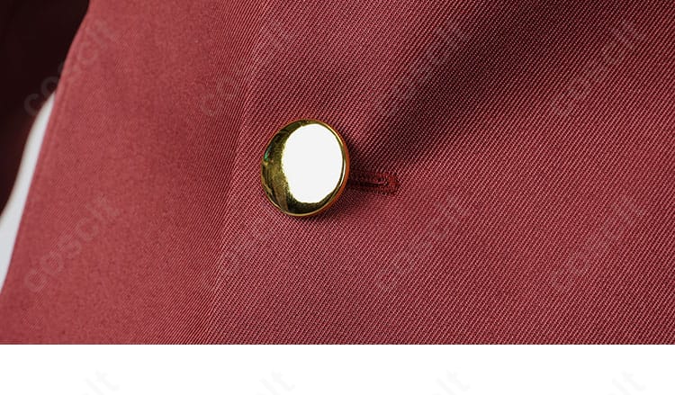 ボタンの縫い付け強化と縁取りの仕上げを示す、精密なディテール写真