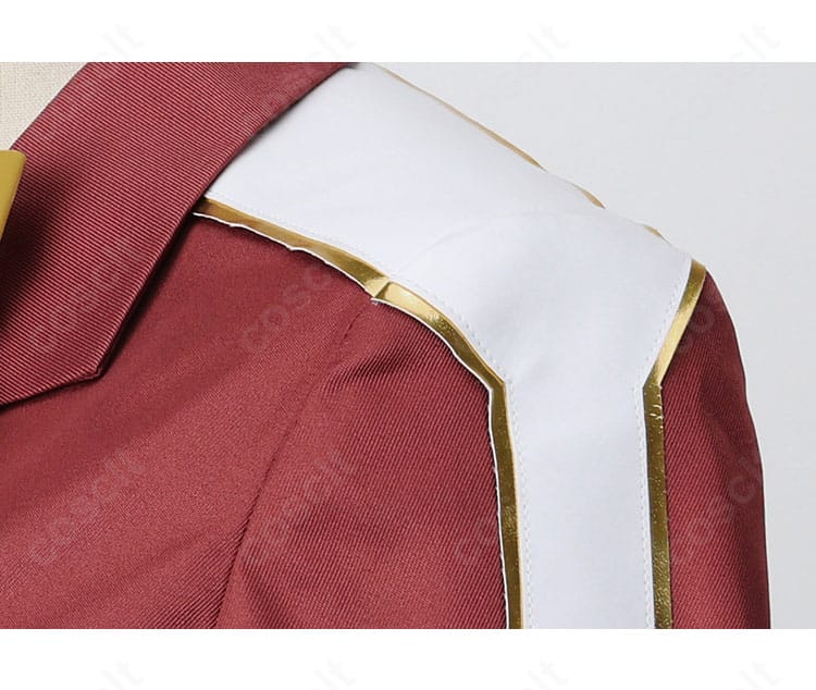 肩から袖にかけての縫製と装飾のアップ。ウェンディ・マーベル衣装の肩口デザインを強調