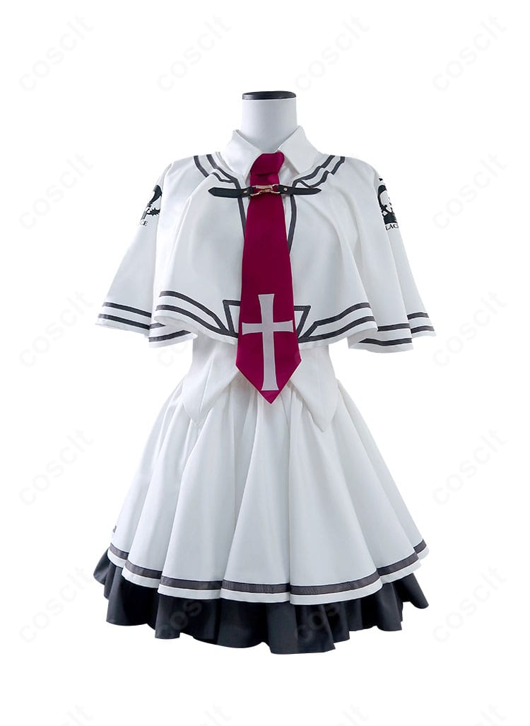 素晴らしき日々 水上由岐の学園制服コスプレ衣装 正面全体。マント・ベスト・ネクタイ・スカートの高再現セット