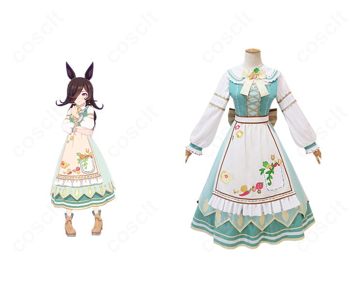 COSCLT製 ウマ娘 プリティーダービー ライスシャワー 勝負服コスプレ衣装 正面フルセット画像
