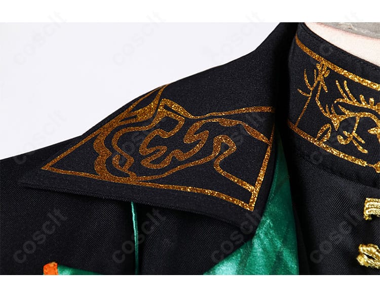 リー『お目を拝借』衣装の襟元ディテール。襟周りの装飾とステッチワークが分かるクローズアップ