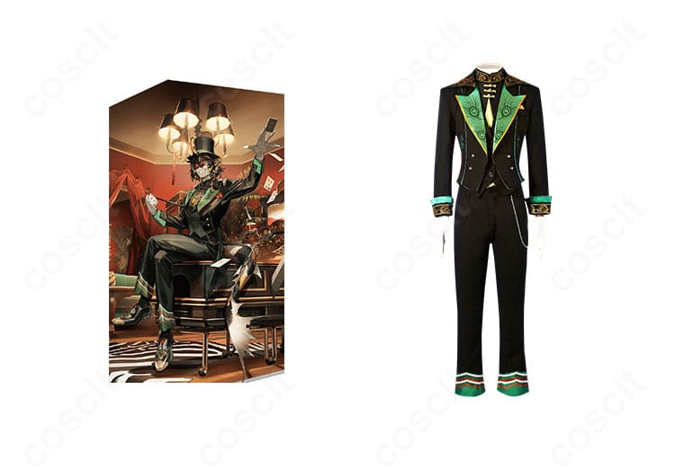 アークナイツ リー『お目を拝借』衣装とキャラクターの組み合わせ画像。スーツと帽子のトータルコーデが分かる説明画像