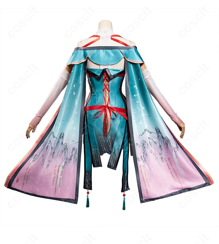 鳴潮 折枝(オリエ)コスプレ衣装の背面。シルエットが崩れにくい設計と背面装飾の配置を確認可能。