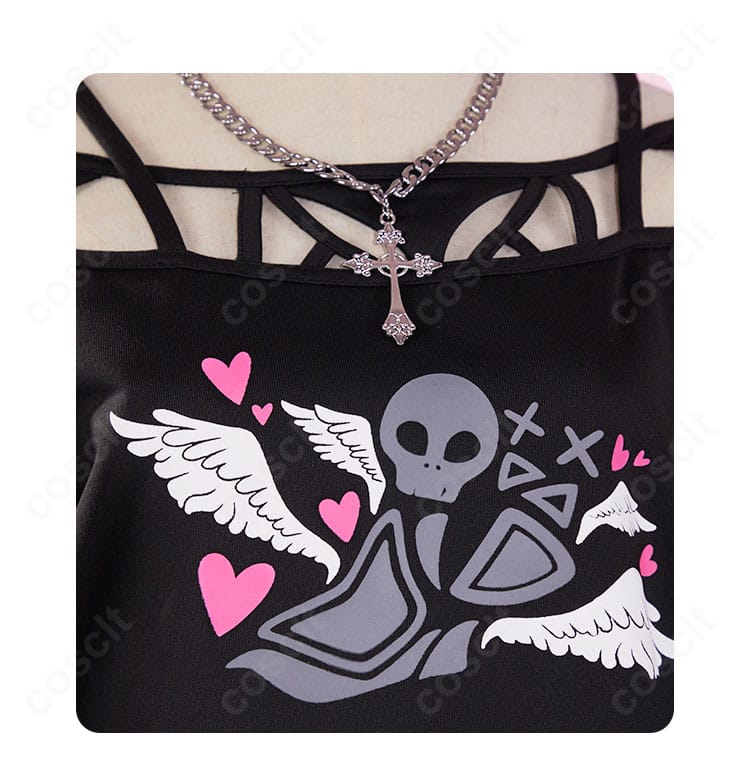 ネックレスと胸元装飾のクローズアップ。鏡音リンらしいアクセの配置が分かる画像