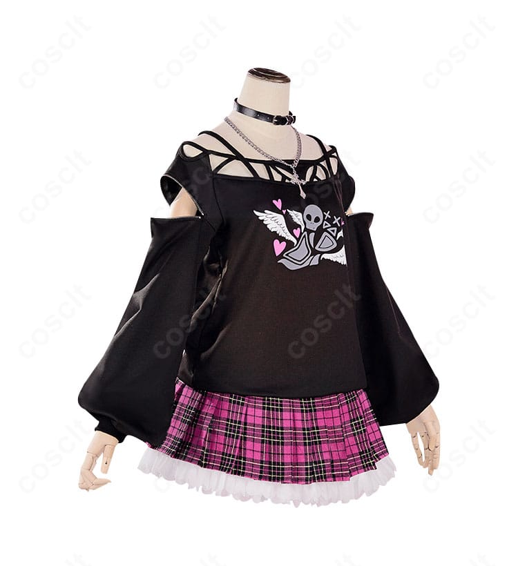 鏡音リン コラボ衣装のサイドビュー。スカートのシルエットとレッグラインの見え方