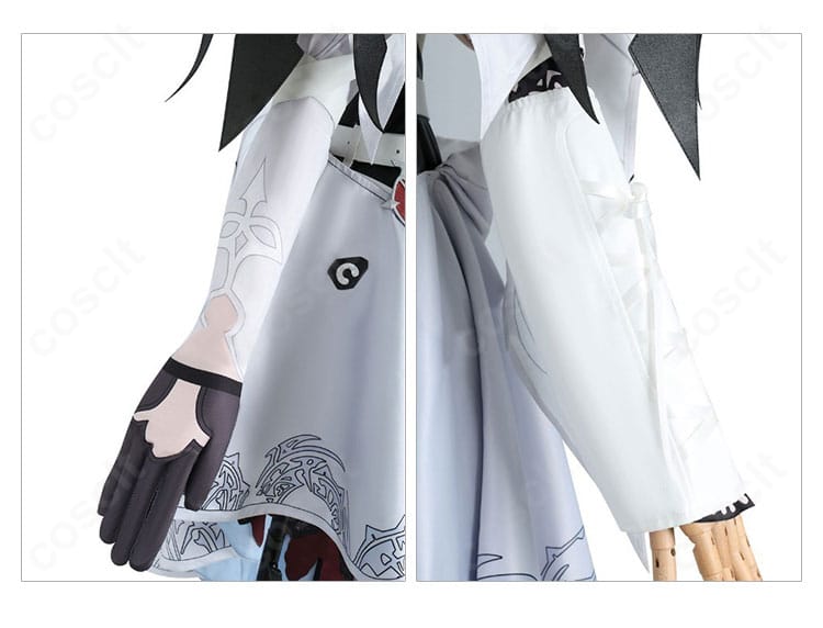 エリザベス・ローズ・ブラッドフレイム衣装の手元ディテール。左右アームカバーと手袋の装飾差異を示すアップ