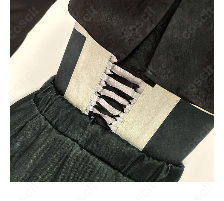 背面ディテールの別角度。リボン結びとエプロン帯の質感が伝わる写真