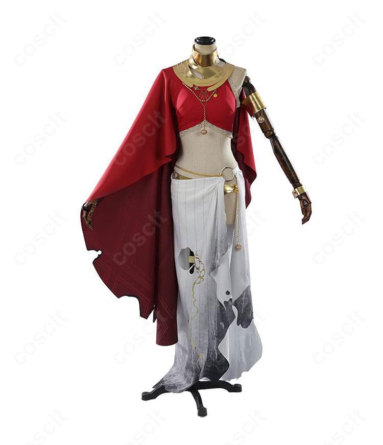 無期迷途 ヘスティア コスプレ衣装の正面全体。トップス+マントとスカート、ベルトの配置が分かる。