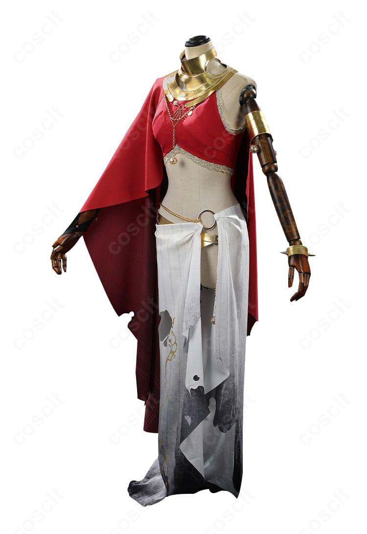 無期迷途 ヘスティア コスプレ衣装の側面。マントの落ち感とスカートのライン、腰飾りの位置を確認。