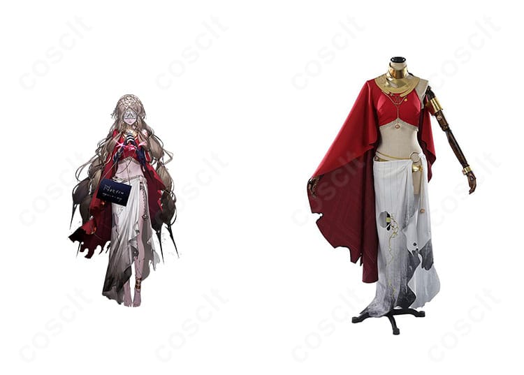 無期迷途 ヘスティアのキャラクタービジュアルと衣装正面を合わせた比較画像。全体の配色とデザインを確認可能。