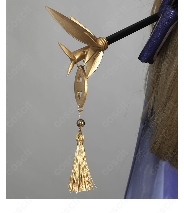 簪(かんざし)ディテールのアップ。金属風パーツと揺れ感の表現