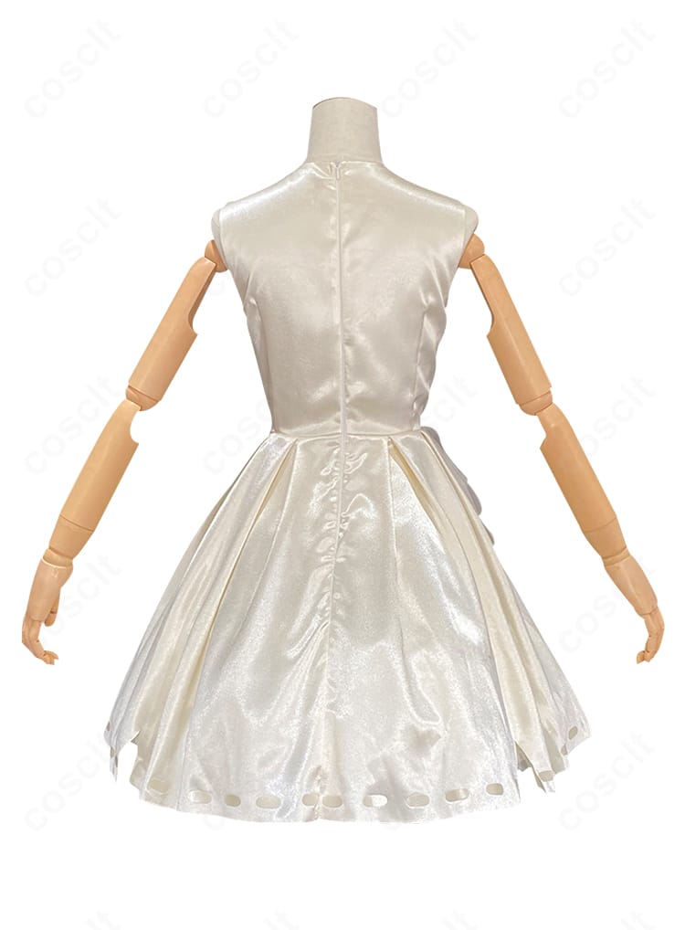 第五人格 少女「記憶 パンドラ」コスプレ衣装の背面。背中のファスナー構造と後ろ姿のシルエットを表示。