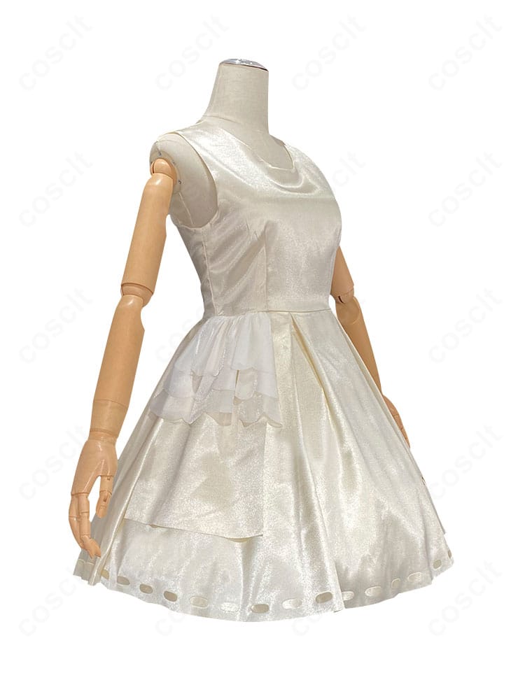 第五人格 少女「記憶 パンドラ」コスプレ衣装の右側面。ウエストラインと袖の形状、サイドの落ち感を強調。