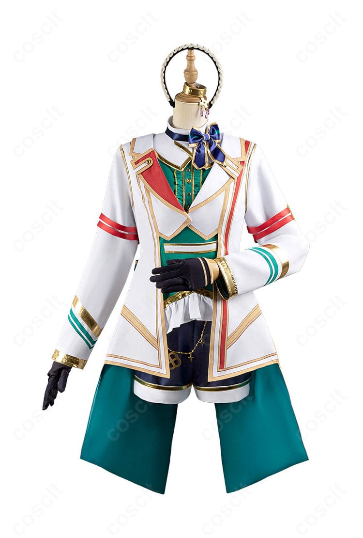 ウマ娘 シーザリオ 勝負服コスプレの正面全体。コートとトップス、リボンの位置関係が分かる確認用画像。
