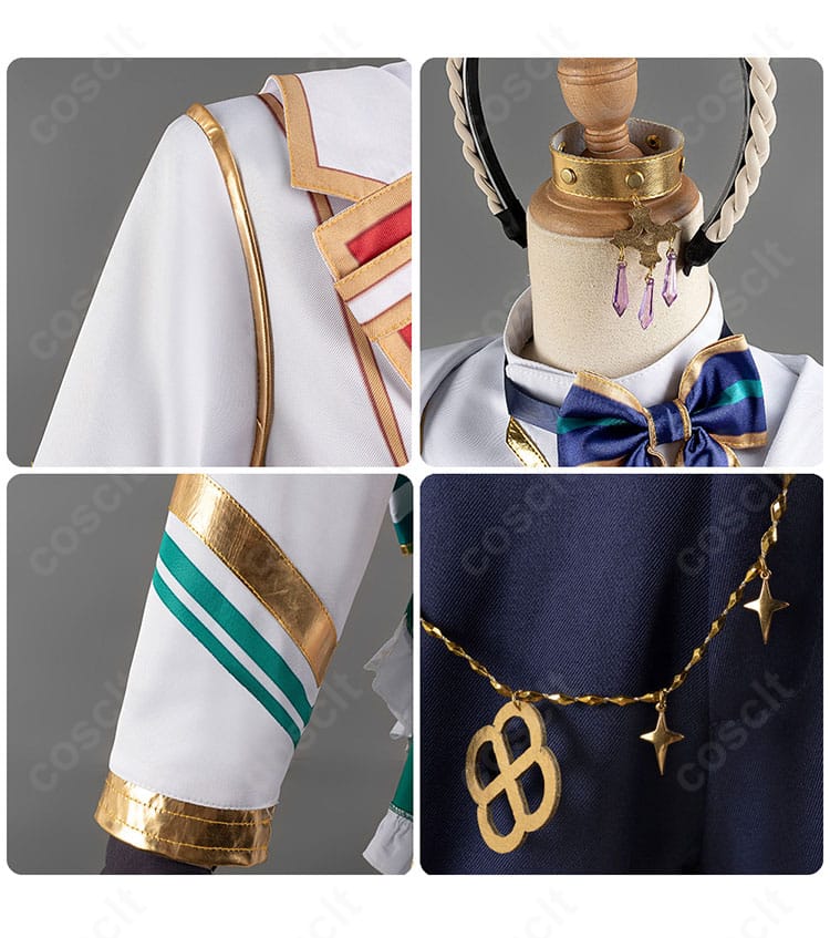 肩袖と頭飾りのアクセサリー詳細。カチューシャ、耳飾り、肩周りの装飾を鮮明に掲載。