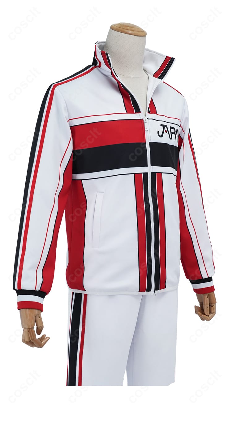 新テニスの王子様 ジャージ ユニフォームの側面ディテール画像(越前リョーマ・不二周助イメージの配色ライン・縫製)