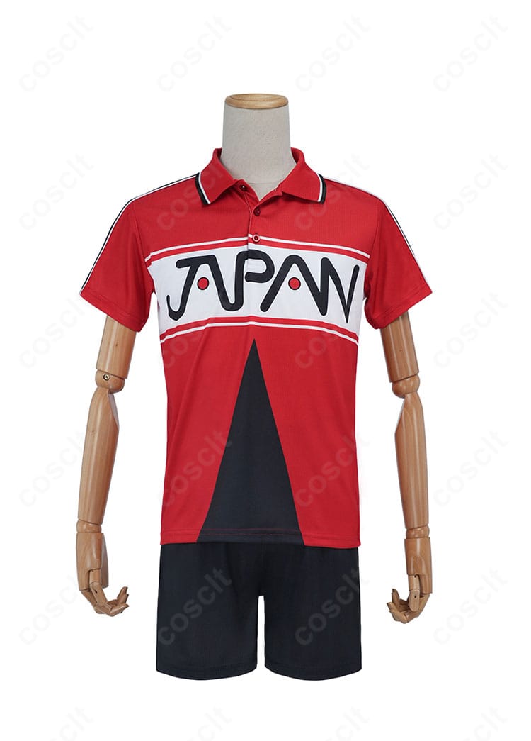 新テニスの王子様 越前リョーマ・不二周助のU-17 WORLD CUP半袖ジャージとショートパンツ正面全身。シルエットと再現度が分かる商品画像