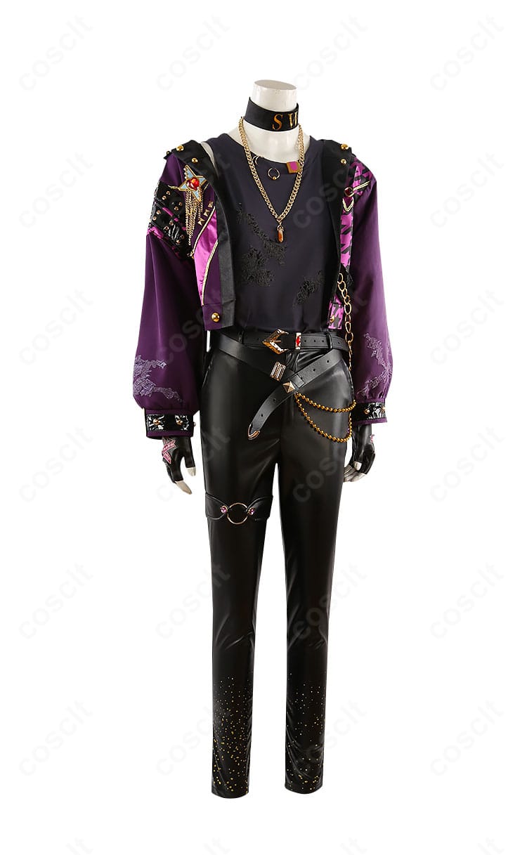 乙狩アドニス SWING NIGHTコスプレ衣装の右側面シルエットとチェーン位置