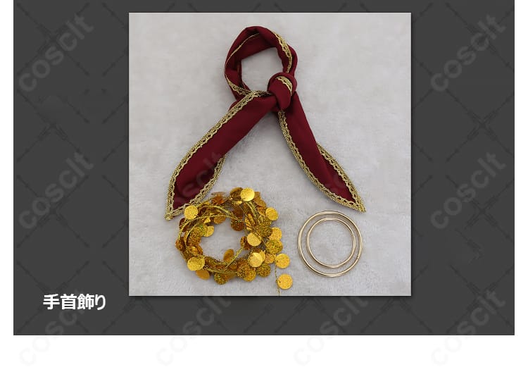 首飾りとアクセサリーのクローズアップ。質感と留め具構造がわかる。