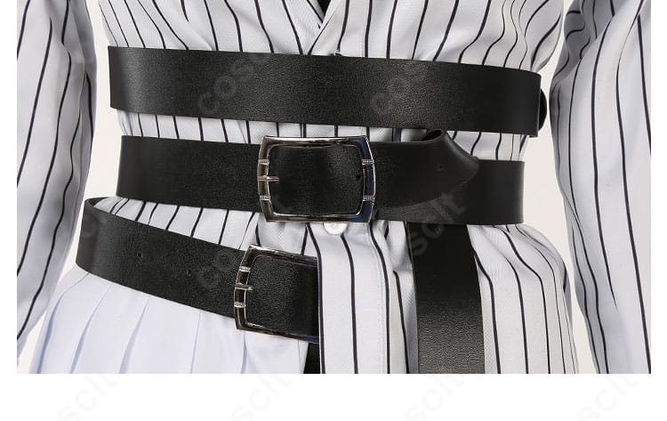 腰ベルトの装飾ディテール(バックル・ホール配置と質感)