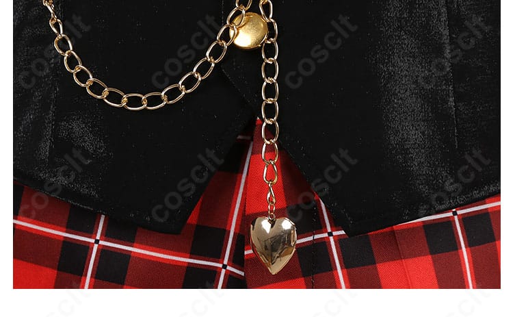 エース・トラッポラ 寮服コスプレ衣装 ハートモチーフのチェーン装飾近接