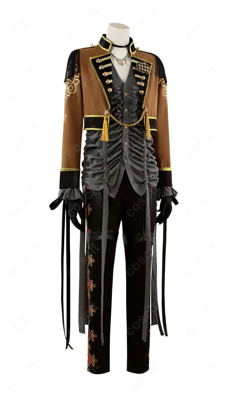 レオナ・キングスカラー コスプレ衣装の右側面。肩章やストラップのライン、コートの落ち感を確認できる。