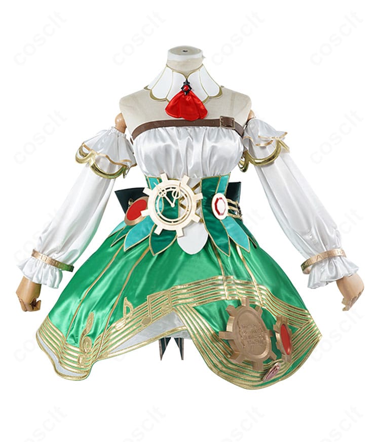 ホロライブ セシリア・イマーグリーン コスプレ衣装の正面アップ。胸ベルトやつけ襟など主要ディテールを明瞭に表示