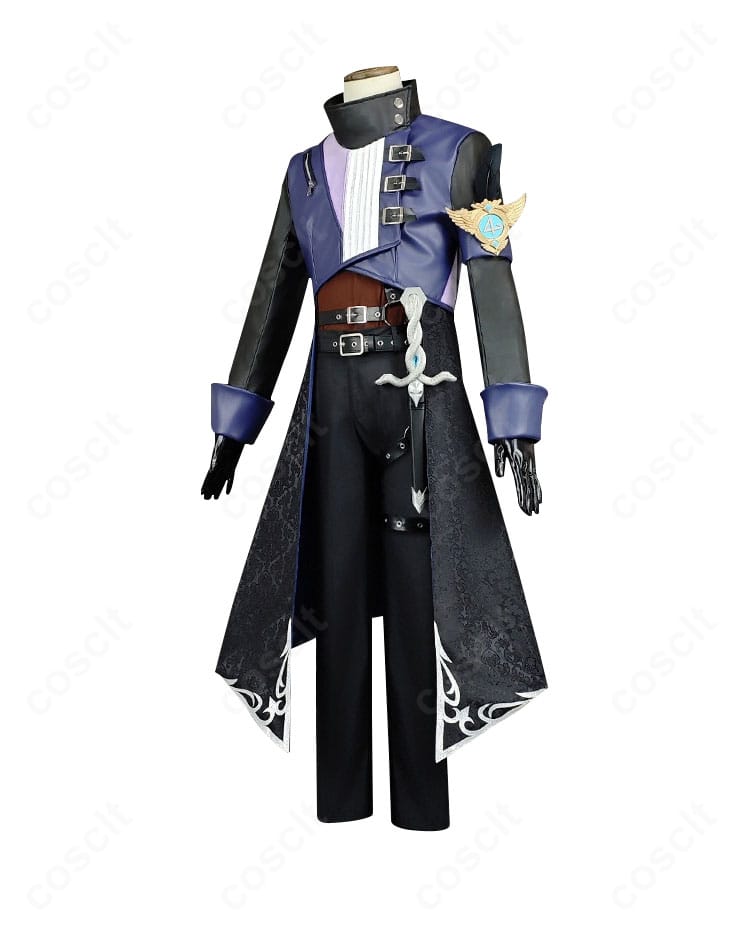 ノワールバージョン衣装の側面シルエットと腰帯・裾のデザイン詳細