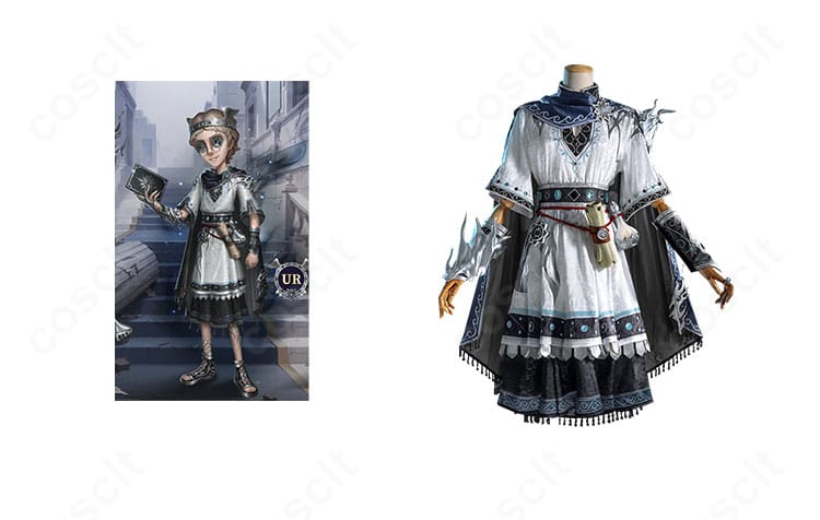 第五人格 弁護士 フレディ・ライリー「逆流の水銀」衣装とキャラクターの正面比較。配色と装飾を高再現。