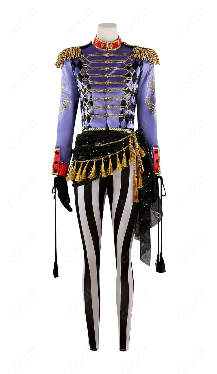 ヴィル・シェーンハイト コスプレ衣装（プレイフル・ドレス）の正面ディスプレイ。上着と腰布、装飾の配置が分かる画像
