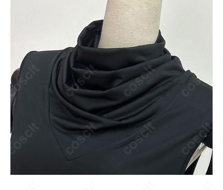 黒神話:悟空 クモ精 4番目の姉コスプレのインナー襟元。内搭のネックラインとレイヤーの重なりを近接で表示。