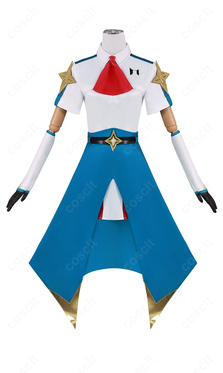 桜木カナ コスプレ衣装正面アップ。リボンタイとフロントのライン、スカートのフレア感を強調した写真。